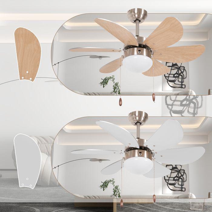 Produktbild Swisshandel24 Deckenventilator, LED Beleuchtung 16W Deckenlampe mit Ventilator, 6 umkehrbare Flügel, für Wohnzimme (42 dB)