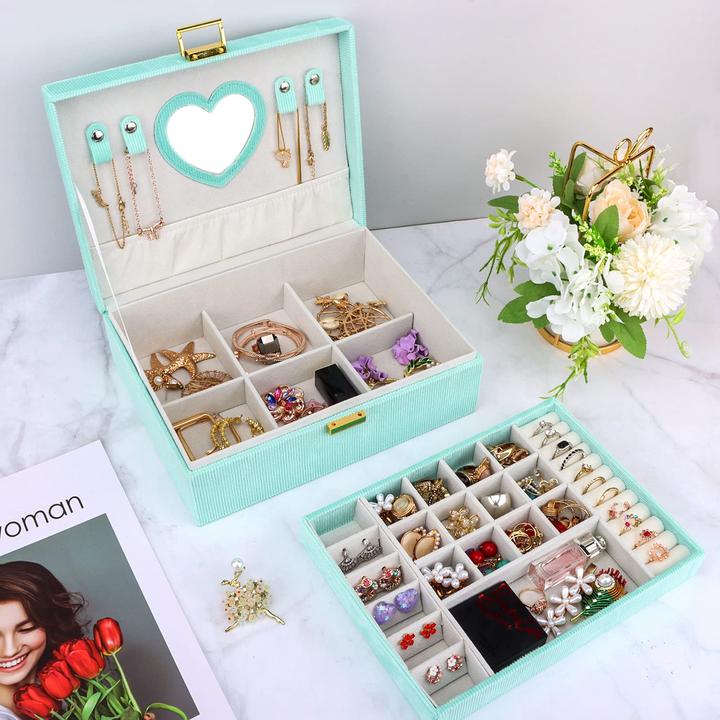 Produktbild Only-Bags.Store Schmuckkästchen, grosses Schmuckkästchen mit Spiegel für Samt-Schmuckkästchen