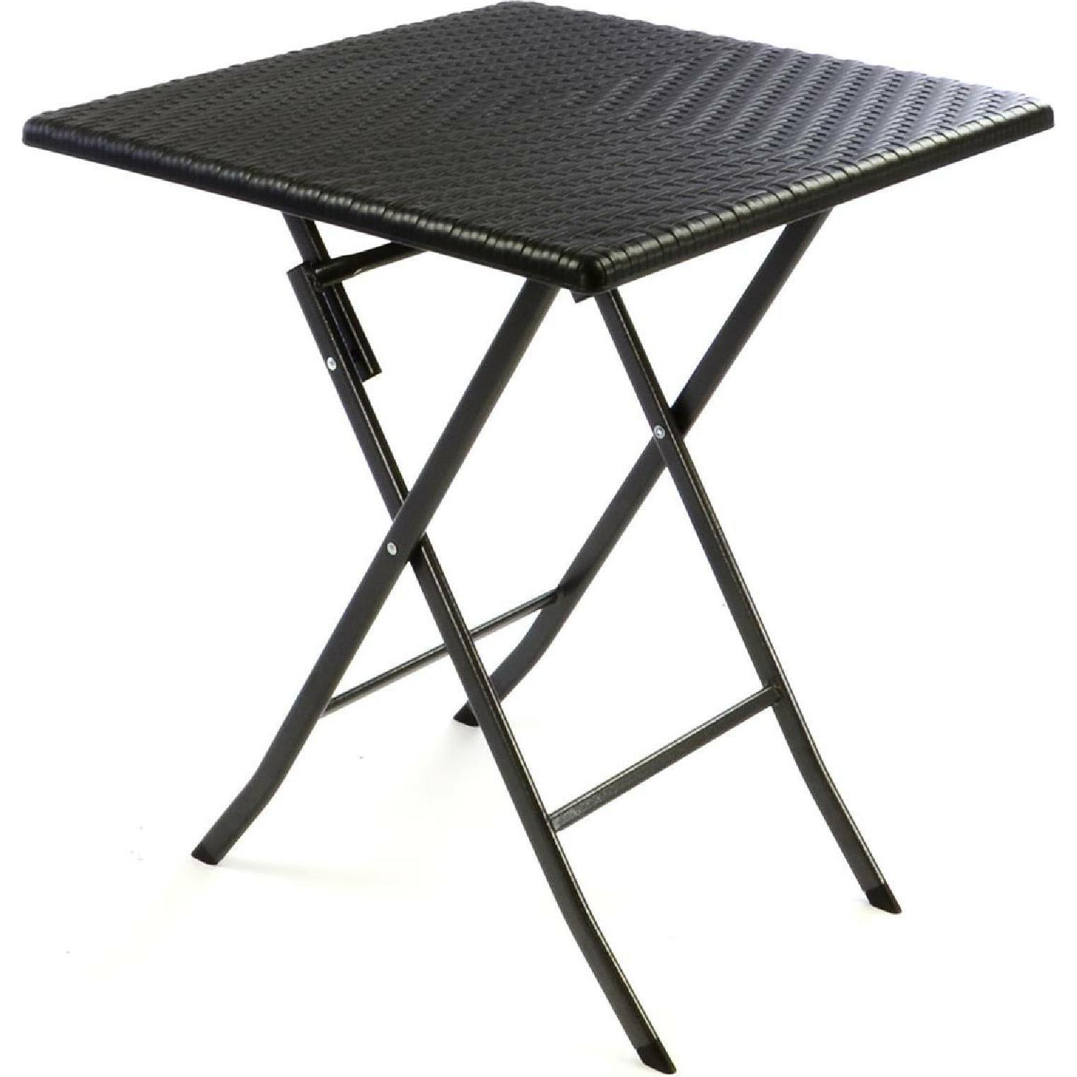 VCM, Gartentisch + Balkontisch, Tisch in Rattan-Optik Balkontisch Gartentisch 75 x 61 x 61 cm klappbar schwarz (61 cm)