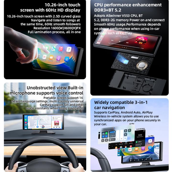 Produktbild Yesido Car Navigation KM19, Wi-Fi, 10.26inch, Black (10.26")