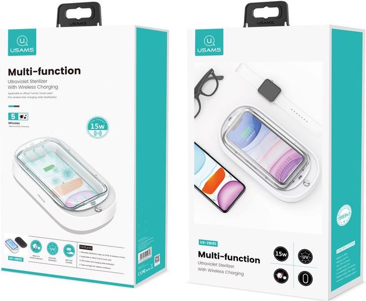 Image du produit Usams Boîte de stérilisation UV avec station de charge Qi