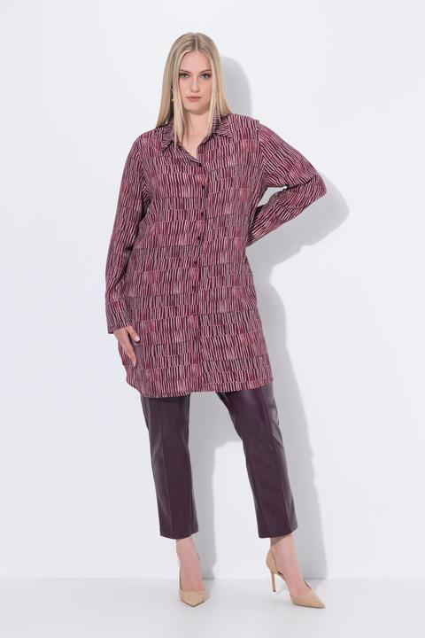 Image du produit Ulla Popken Blouse longue à rayures. Col chemise, manches longues. Coupe évasée (42, 44)