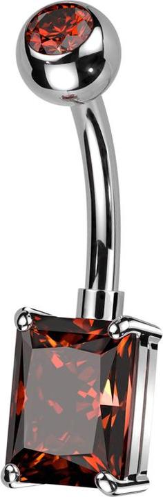 Actual product image Star Piercing Banana silver with ball silver crystal red and large rectangular crystal red (Brass, Titanium)