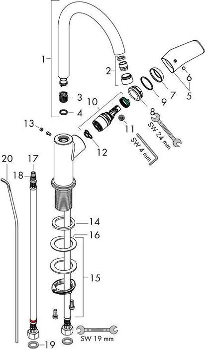 Actual product image hansgrohe Logis single-lever basin mixer 210 with swivel spout and pop-up waste