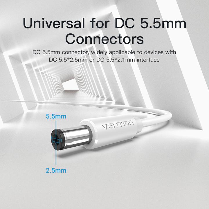 Actual product image Vention USB to DC 5.5mm Power Cable 1m CEYWF (white) (1 m)
