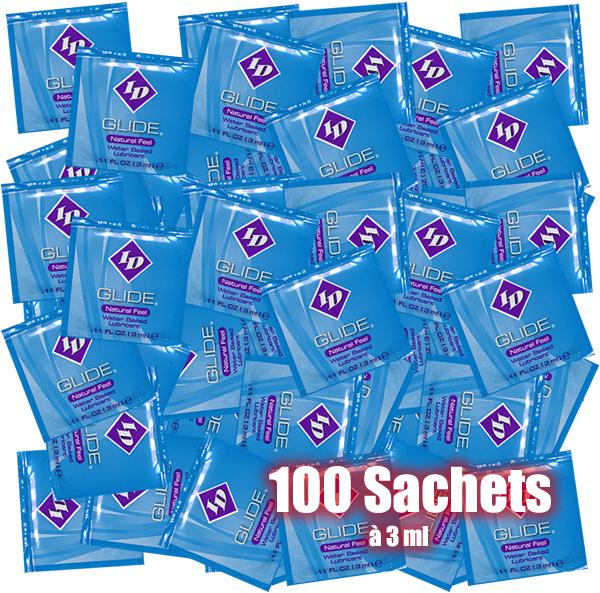 Actual product image ID Glide" Lube 100x3ml vegan lubricant in hygienic sample sachets, maxipack (400 ml)