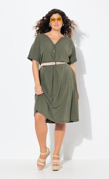 Produktbild Ulla Popken Jerseykleid, A-Linie, Tunika-Ausschnitt, Halbarm (42, 44)