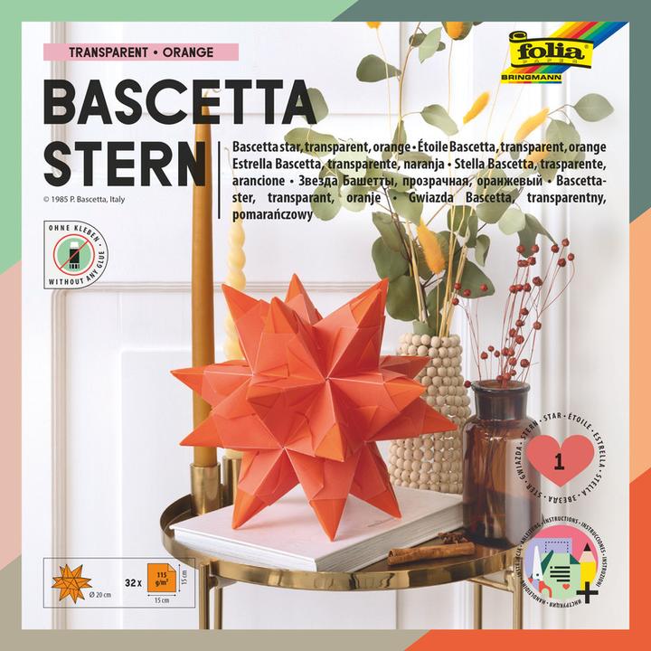Produktbild Folia Faltbl„tter Bascetta-Stern, orange-transparent (115 g/m², 1 x)