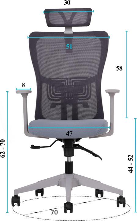 Actual product image Kalune Design Lumbar 126 Grey Office Chair Set 2 Pieces