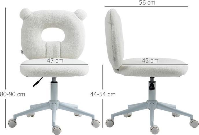 Image du produit Swisshandel24 Chaise de bureau, supporte jusqu'à 120 kg, tissu non tissé, blanc (44 - 54 cm)