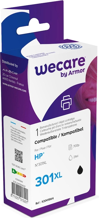 Wecare Ink 301XL rebuilt black CH563EE for HP DeskJet 2050 21ml (FC)