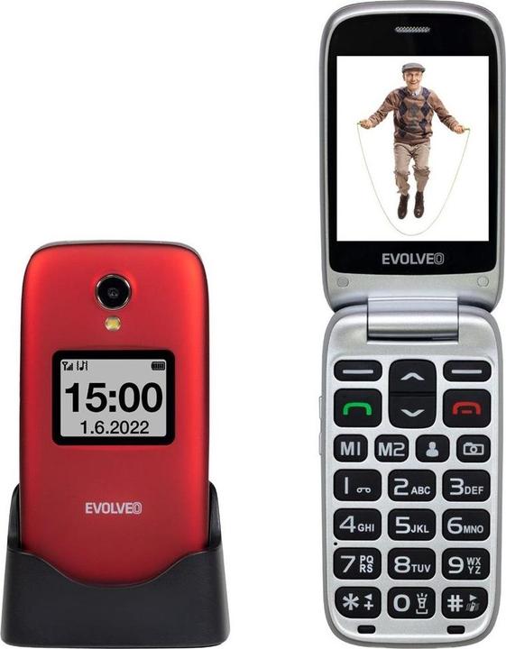 Actual product image Evolveo EasyPhone FS, vyklápěcí mobilní telefon 2.8" pro seniory s nabíjecím (2.80", 3 Mpx, 2G)