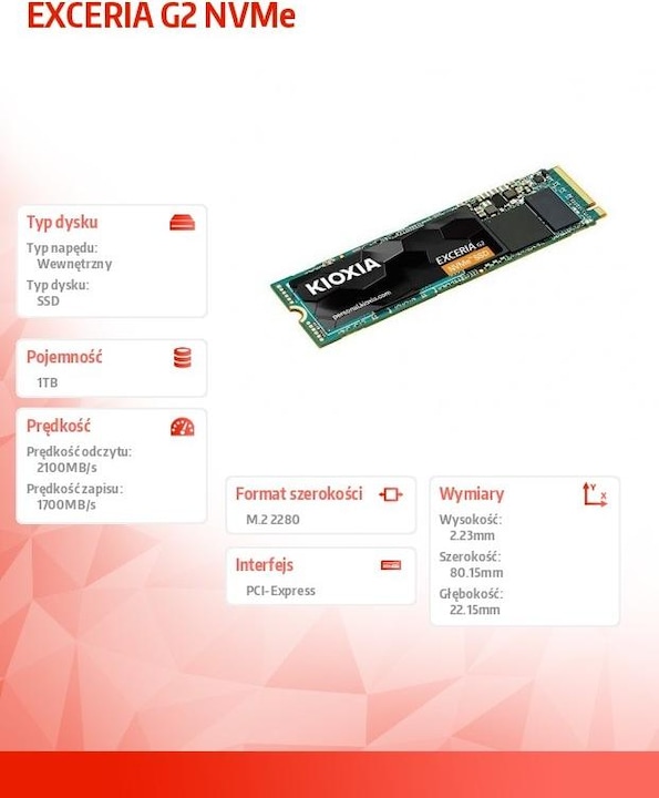 Actual product image Kioxia Exceria G2 (1000 GB, M.2 2280)