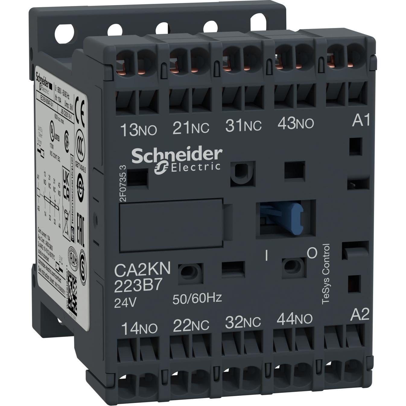 Schneider Electric Contattore ausiliario, 2S+2Ö, 230V 50/60Hz CA2KN223P7, Relais