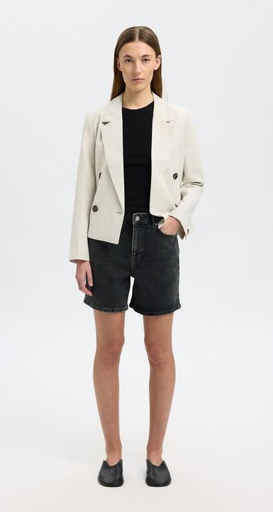 Actual product image Selected Femme Black High Waist Jean Shorts (40)