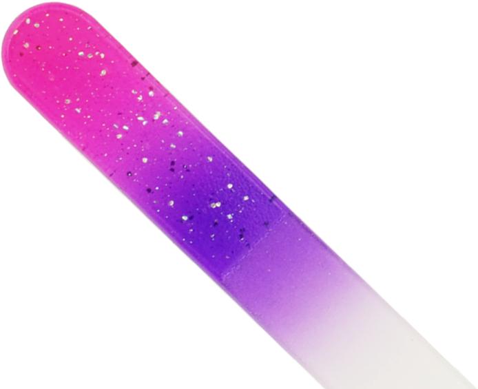 Immagine prodotto Lima di vetro - bifacciale, magenta/viola con glitter, rotonda su entrambi i lati, lunghezza: 9 cm