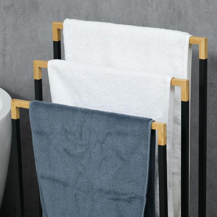 Actual product image Swisshandel24 Freestanding towel rail, towel rack with 3 towel rails Bath towel rail Bathroom accessories S