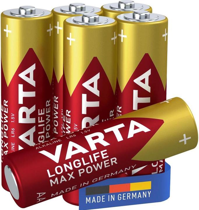Image du produit Varta Longlife Max Power AA Pack 6 (6 pcs, AA / LR6 / LR06 / Mignon / R6 / R14505, 2980 mAh)
