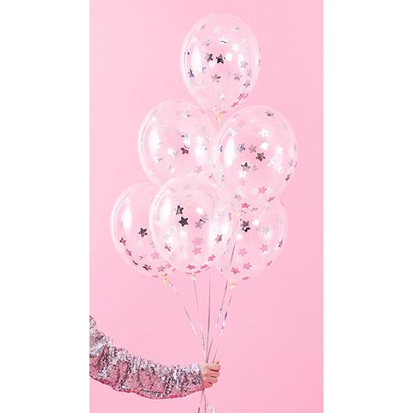 Thumbnail - Partydeco Sternen Konfetti Luftballons Silber