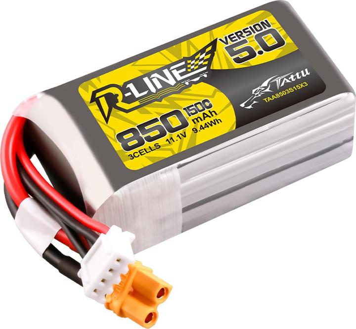 Actual product image Tattu R-Line Wersja 5.0 850mAh 3S 11.1V 150C XT30U-F (11.10 V, 850 mAh)