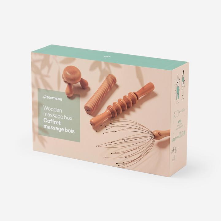 Decathlon Massageset Ganzkörper 4 Accessoires Holz