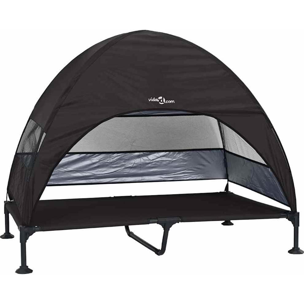 Comparer les prix de Vidaxl Lit Surélevé Pour Chien Avec Toit Amovible Noir Xl Acier