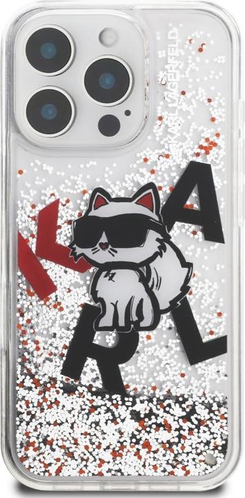 Produktbild Karl Lagerfeld Case Liquid Glitter Choupette Logo for iPhone 16 Pro Max transparent (Apple iPhone 16 Pro Max)