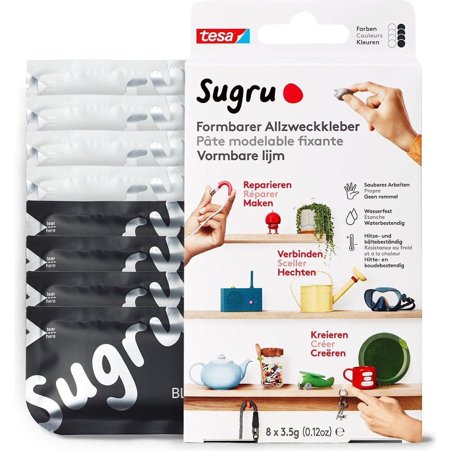 Sugru by tesa, Klebstoff, Sugru 8x Formbarer Allzweckkleber, vielseitige Klebeknete zum Dekorieren, Kleben & Reparieren ...