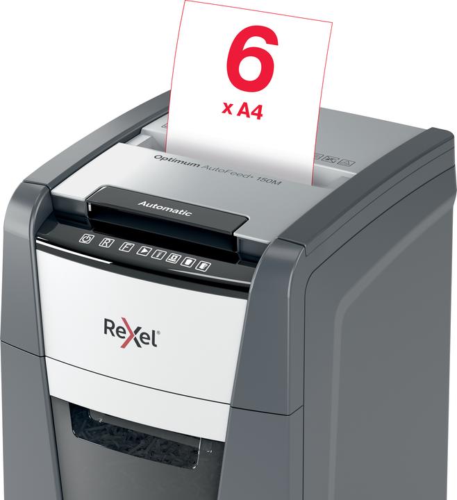 Immagine prodotto Rexel Distruggitrice Optimum AutoFeed+ 150M Micro cut 2 x 15 mm 44 l Numero di fogli (max.): 150 Sicura (Microtaglio)
