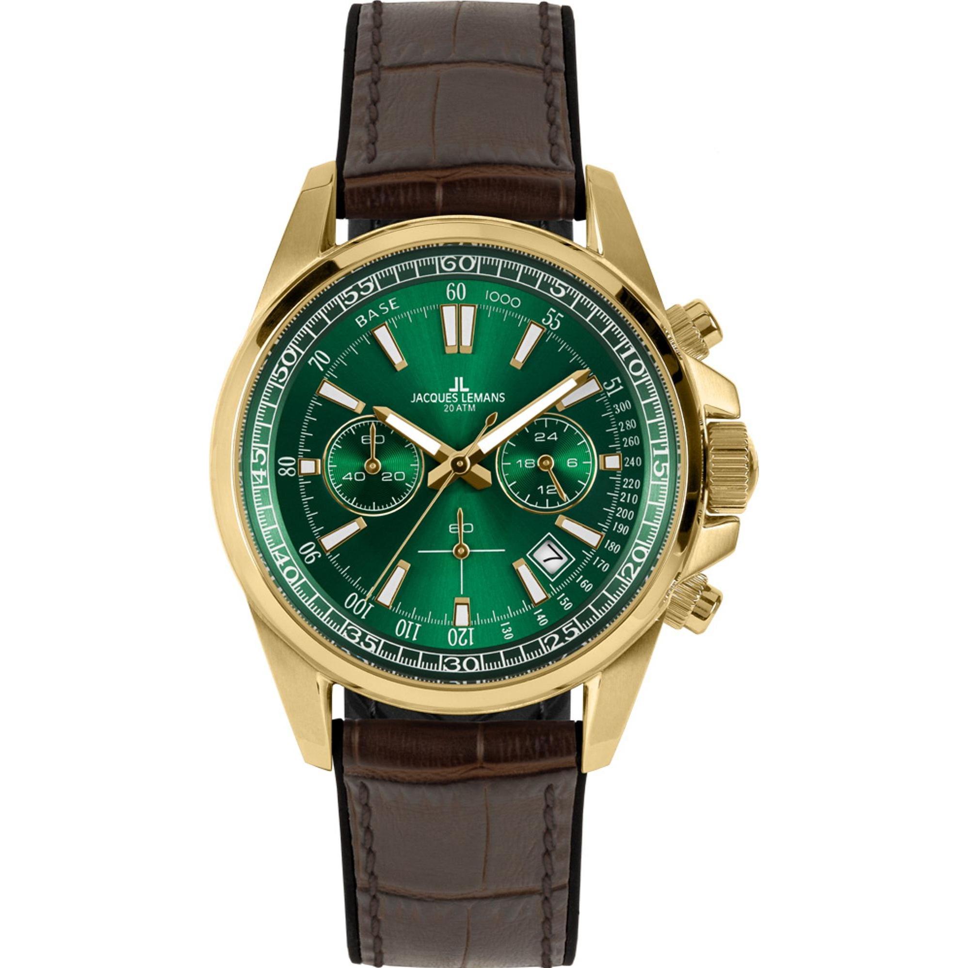 Jacques Lemans, Armbanduhr, Chronograph Sport, Braun, (Chronograph, 44 mm)
