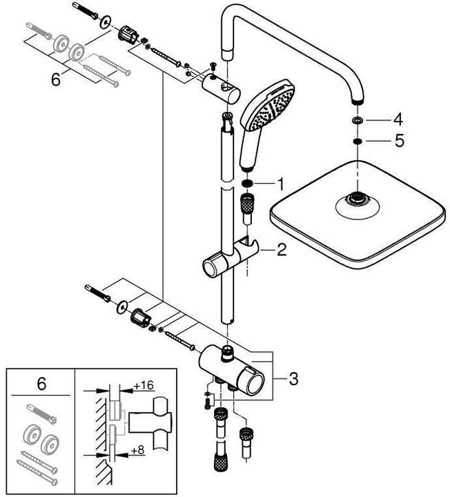 Immagine prodotto Grohe Vitalio Comfort 250 Flex Duschsystem mit Umstellung, Reno-Set, Länge 920mm, wassersparend, chrom