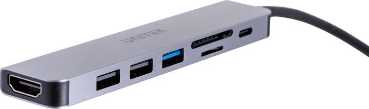 Actual product image Unitek HUB USB-C 7IN1, HDMI 4K, PD,,ALU (USB-C, 7 Ports)