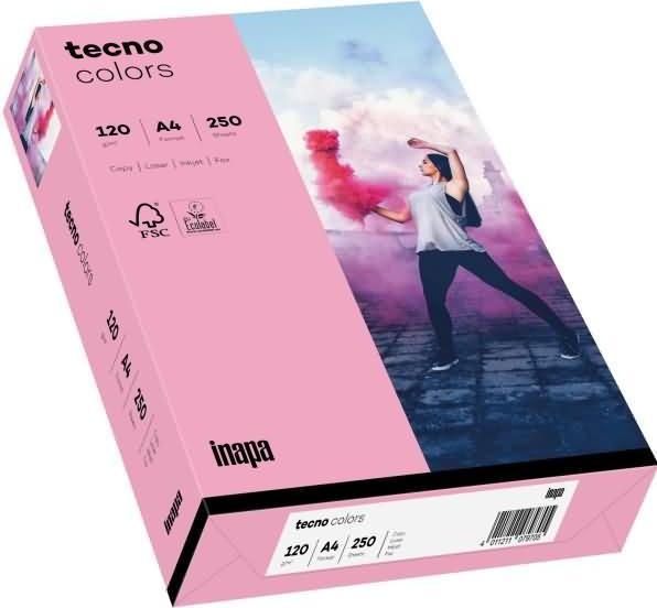 Produktbild Inapa farbiges Druckerpapier, buntes Papier tecno Colors: 120 g/m², A4, 250 Blatt, rosa (120 g/m², A4)