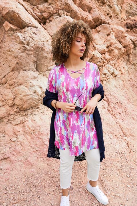 Image du produit Ulla Popken Cardigan oversize, encolure en V, maille ajourée (46)