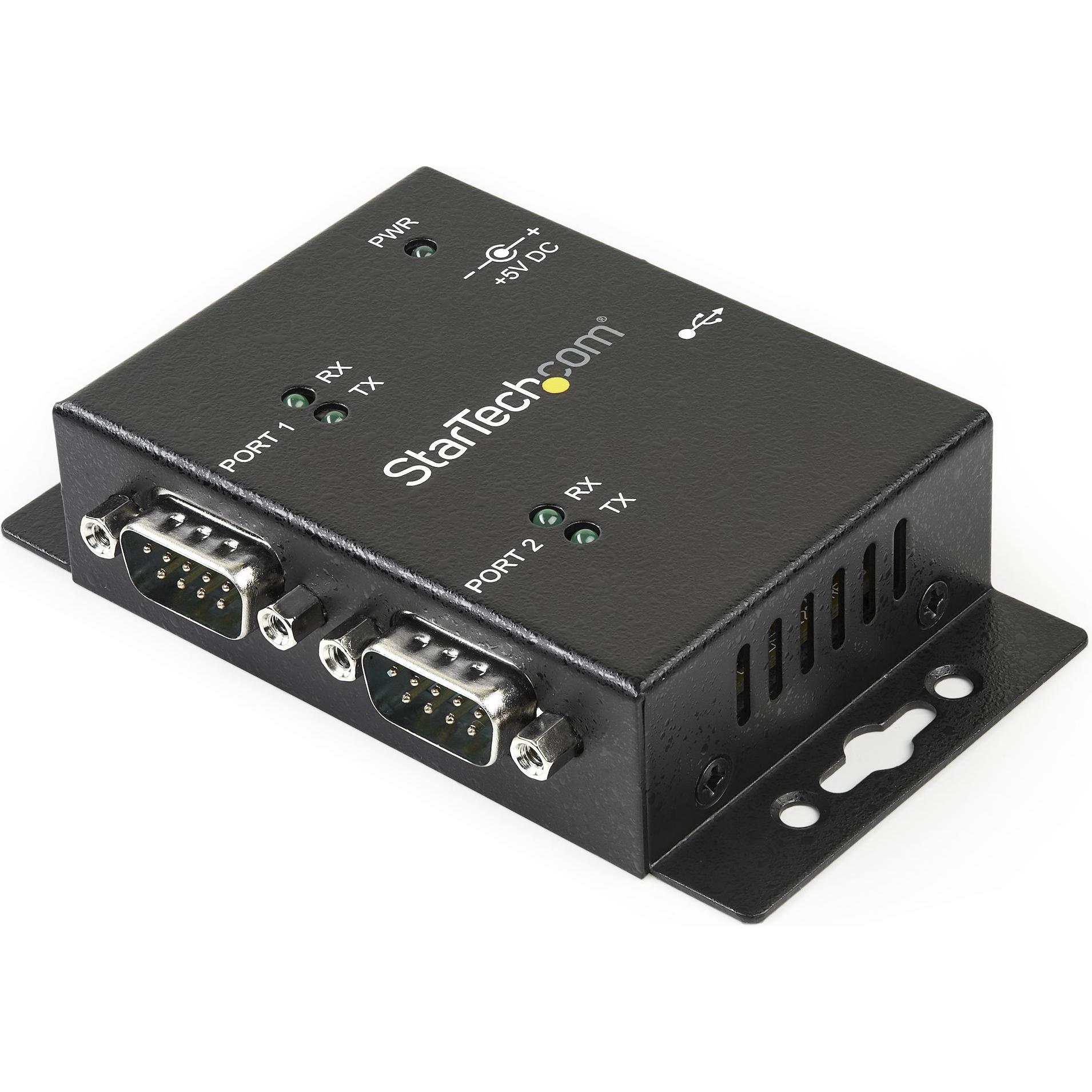 StarTech 2x USB To Serial Adapter Hub (USB-B, 2 Ports), Dockingstation + USB Hub, Schwarz