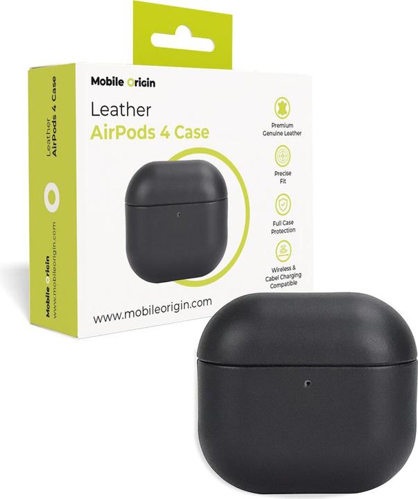 Produktbild Mobile Origin Ledertasche für Apple AirPods 4 schwarz (Kopfhörer Tasche)