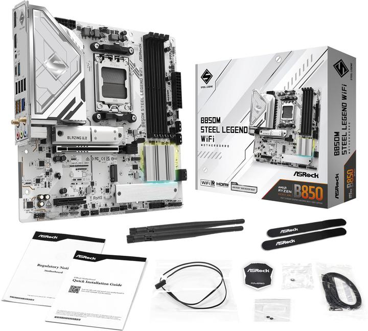 Image du produit AsRock B850M Steel Legend WiFi (AM5, AMD B850, mATX)