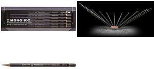 Actual product image Tombow MONO 100 - Pencil acrylic box (5B, 6B, 4B, 1 x)