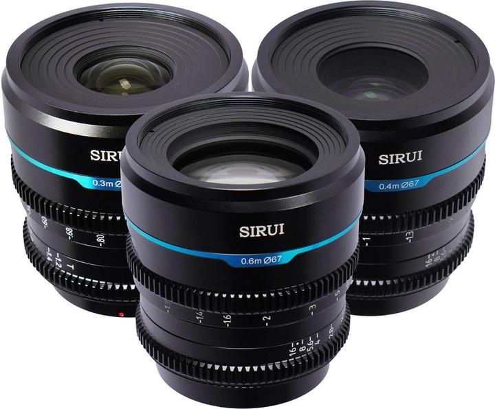 Image du produit Sirui Nightwalker 24 35+55mm T1.2 S35 MF Cine Lens Bundle X-Mount (Fujifilm X, APS-C / DX, Plein format)