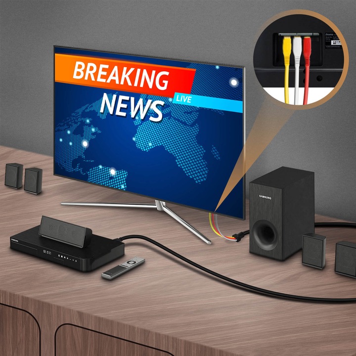 Actual product image LinQ HDMI to 3x RCA male video cable by - Black (1.50 m)