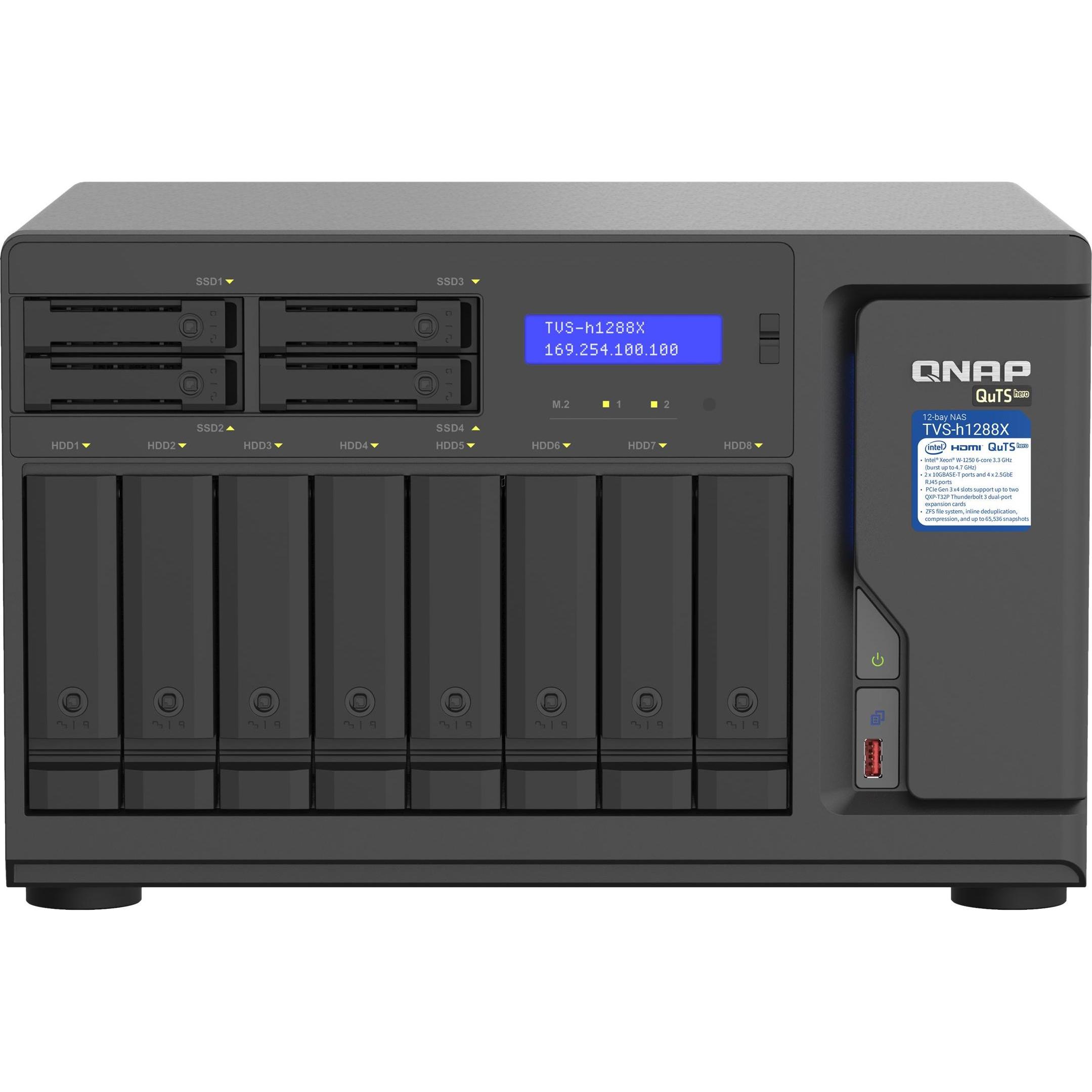 QNAP TVS-h1288X-W1250-16G (0 TB), NAS, Schwarz
