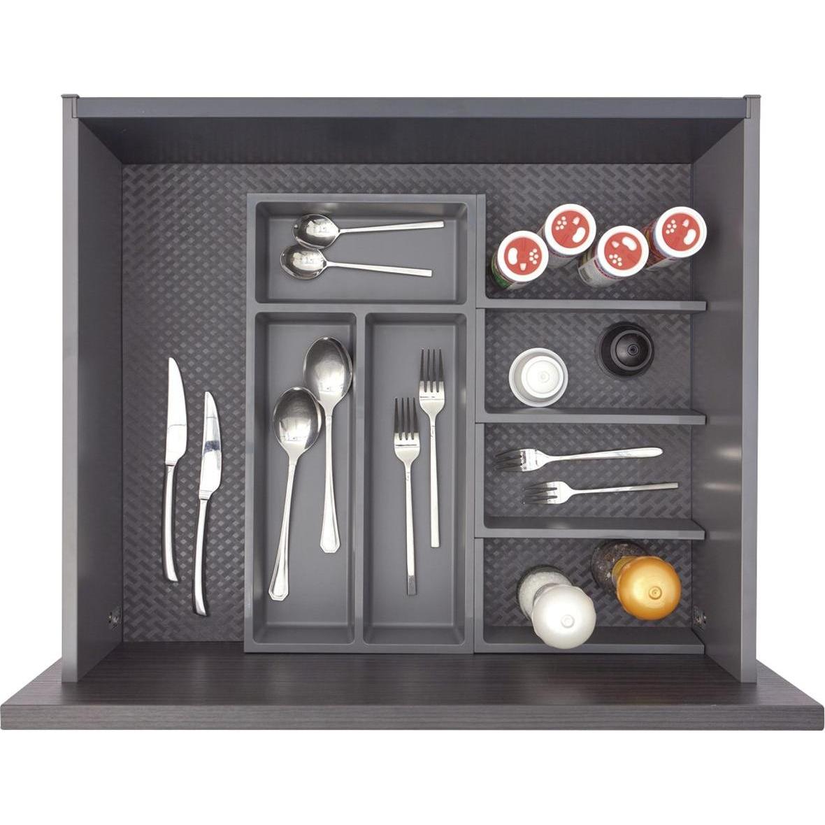 Ninka Besteckeinsatz mit Trenner Basis-Set 1.2 Tiefe 450/500mm, dunkelgrau, Besteckkasten, Grau