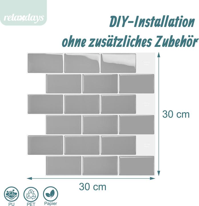 Image du produit Relaxdays dalles adhésives (30 x 30 cm)