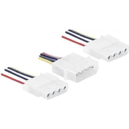 Exertis Connect Cavo di alimentazione a Y, 2x presa Molex a 4 pin a 1x spina Molex a 4 pin, 0,2 m (0.20 m), Cavo di alimentazione, Nero