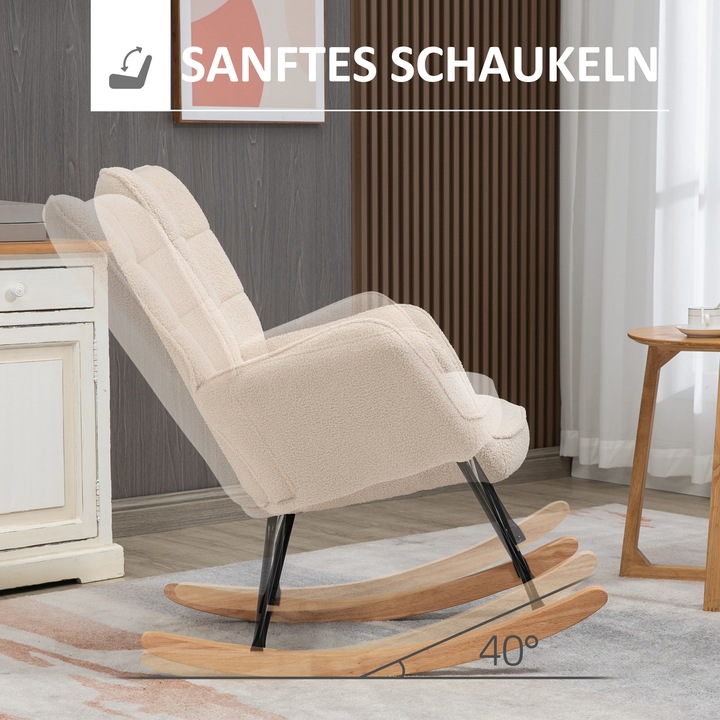 Produktbild Homcom Schaukelstuhl mit Armlehnen und Holzfüssen