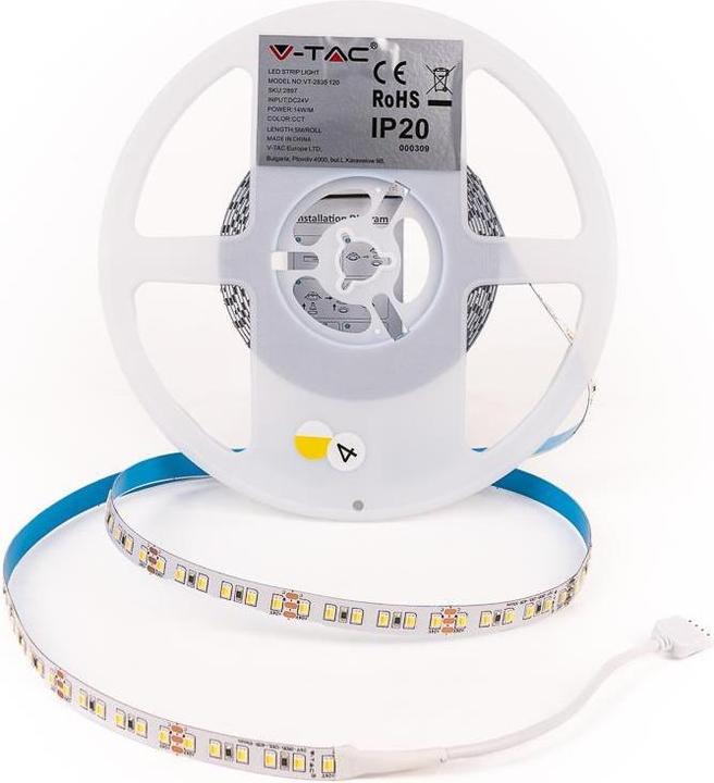 Image du produit V-TAC VT2835 Bande LED SMD2835 120 LED 24V IP20 3 en 1 5m (500 cm, Intérieur)
