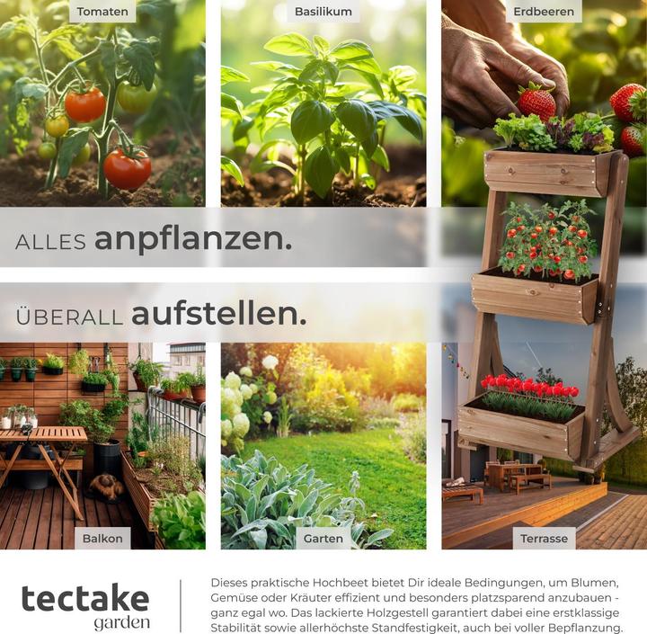 Immagine prodotto tectake Aiuola verticale Flora, legno verniciato, incluso tessuto non tessuto per piante