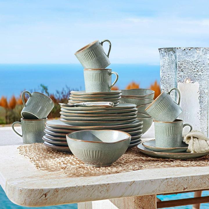 Actual product image Loberon Tableware set of 30 Périers turquoise/brown (30 pcs.)
