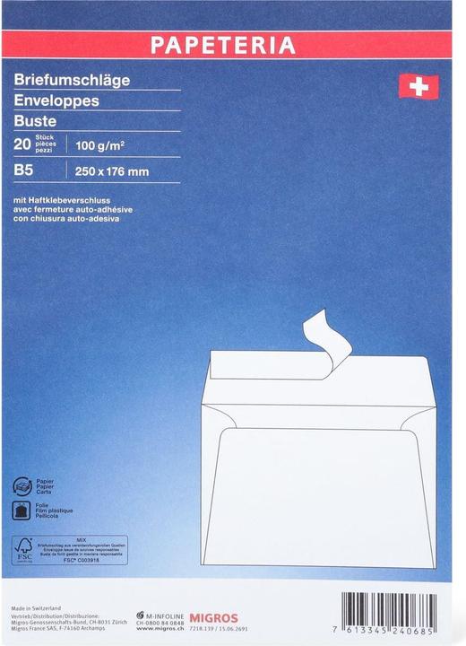 Actual product image Papeteria B5 envelopes (B5, 20x)