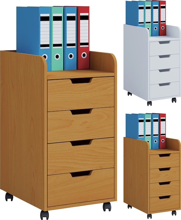 Image du produit VCM Armoire de bureau en bois Caisson à roulettes Konal Maxi avec tiroir (40 x 50 x 74 cm)